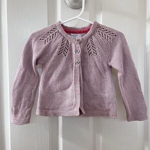 Baby Boden Blush Pink Cardigan Sweater Three Button Girls Size 12-18 Months